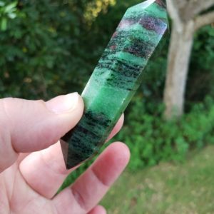 Ruby Zoisite Point -Double Terminated Ruby Zoisite Wand – Reiki Charged – Powerful High Vibrational Energy – Turn Negative into Positive | Natural genuine stones & crystals in various shapes & sizes. Buy raw cut, tumbled, or polished gemstones for making jewelry or crystal healing energy vibration raising reiki stones. #crystals #gemstones #crystalhealing #crystalsandgemstones #energyhealing #affiliate #ad