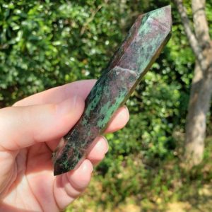 Double Terminated Ruby Zoisite Point – Crystal Wand – Reiki Charged – Strengthens Intuition – Develop Psychic Abilities  #5 | Natural genuine stones & crystals in various shapes & sizes. Buy raw cut, tumbled, or polished gemstones for making jewelry or crystal healing energy vibration raising reiki stones. #crystals #gemstones #crystalhealing #crystalsandgemstones #energyhealing #affiliate #ad