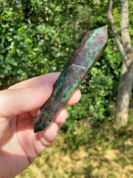 Double Terminated Ruby Zoisite Point - Crystal Wand - Reiki Charged - Strengthens Intuition - Develop Psychic Abilities  #5