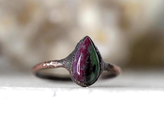 Ruby Zoisite Ring - Polished Stone Ring - Natural Pink Stone - Pink Crystal Ring