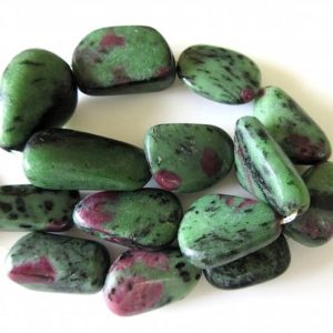 Shop Ruby Zoisite Chip & Nugget Beads! Ruby Zoisite Smooth Tumbles Beads, Natural Ruby Zoisite Tumbles, 22mm To 35mm Beads, Sold As 8 Inch Half Strand/16 Inch Strand, GDS516 | Natural genuine chip Ruby Zoisite beads for beading and jewelry making.  #jewelry #beads #beadedjewelry #diyjewelry #jewelrymaking #beadstore #beading #affiliate #ad