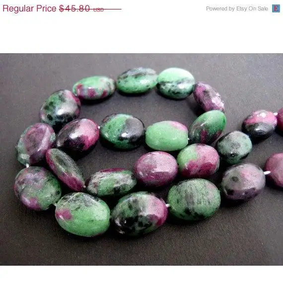 Ruby Zoisite Smooth Tumbles, 20mm Plain Oval Tumbles, Sold As 6.5 Inch Strand/13 Inch Strand