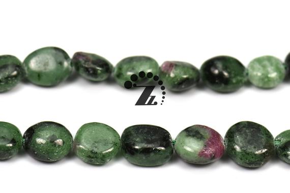 Ruby Zoisite,15" Full Strand Natural Ruby Zoisite Beads,pebble Chips Beads,ruby Stone,epidote Stone,green And Red Stone ,8-10mm