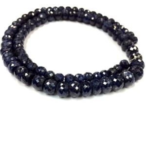 Shop Sapphire Faceted Beads! Natural Sapphire Faceted Heated Blue Sapphire Rondelle Beads 7-9.MM Sapphire Gemstone Beads 18" Strand Top Quality | Natural genuine faceted Sapphire beads for beading and jewelry making.  #jewelry #beads #beadedjewelry #diyjewelry #jewelrymaking #beadstore #beading #affiliate #ad