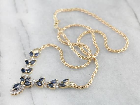 Sapphire And Diamond Yellow Gold Necklace A34ull-n