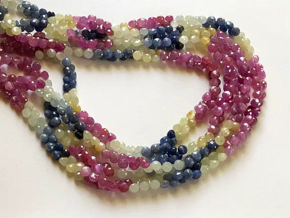 5mm Multi Sapphire Faceted Onion Beads, Natural Multi Sapphire Onion Beads, Sapphire Faceted Onion For Jewelry (4in To 16in Options) - Aag15