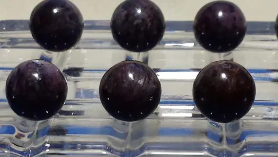 Natural Sapphire Sphere Mineral Sample, Black & Purple 16mm, 9 Grams, 45 Carats From India, Small Size Black Star Sapphire Sphere.