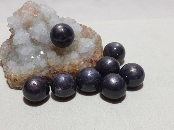 Natural Sapphire Sphere Mineral Sample, Black & Purple 21mm, 19 Grams, 95 Carats From India, Medium Size Black Star Sapphire Sphere.