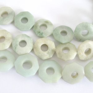 Shop Serpentine Bead Shapes! 15mm Hexagon Serpentine Beads with Center Hole,  15mm Hexagon Beads, Light Seafoam Green Gemstone Beads, Natural Serpentine Beads, Ser216 | Natural genuine other-shape Serpentine beads for beading and jewelry making.  #jewelry #beads #beadedjewelry #diyjewelry #jewelrymaking #beadstore #beading #affiliate #ad