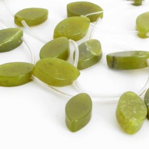 Shop Serpentine Bead Shapes! 18mm Serpentine Beads, "New Jade", Olive "Jade", Leaf Shape Beads, Olive Green Gemstone Beads, Natural Serpentine Beads, Ser206 | Natural genuine other-shape Serpentine beads for beading and jewelry making.  #jewelry #beads #beadedjewelry #diyjewelry #jewelrymaking #beadstore #beading #affiliate #ad