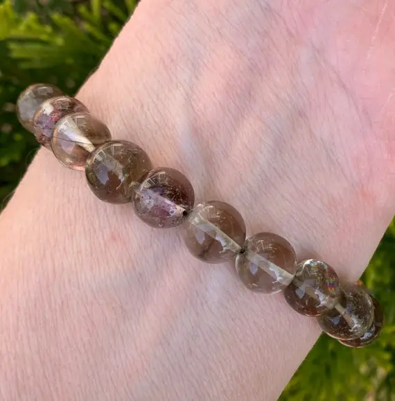 Smoky Quartz Bracelet - Genuine Stone - Round Beads - Stretchable - Natural Crystals - Healing Crystal - Meditation Stone - Jewelry Gift