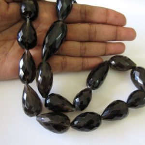 Shop Smoky Quartz Bead Shapes! 3 Strands Wholesale Natural Smoky Quartz Faceted Straight Drilled Tear Drop Briolette Beads, 20mm to 25mm Beads 17 Inch Strand, GDS172 | Natural genuine other-shape Smoky Quartz beads for beading and jewelry making.  #jewelry #beads #beadedjewelry #diyjewelry #jewelrymaking #beadstore #beading #affiliate #ad