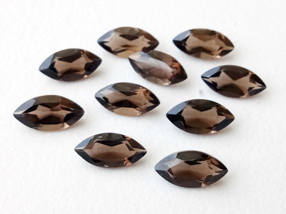 10 Pc Smoky Quartz Marquise Cut Stone, Natural Smoky Quartz Marquise Cut Loose Gemstone For Jewelry, Brown Stone (7x14mm To 10x20mm Options)