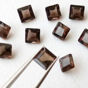 Shop Smoky Quartz Shapes! 10 Pcs Smoky Quartz Princess Cut Stones, Natural Smoky Quartz Square Cut, Loose Gemstone For Jewelry, Brown Stone (4mm To 9mm Options) | Natural genuine stones & crystals in various shapes & sizes. Buy raw cut, tumbled, or polished gemstones for making jewelry or crystal healing energy vibration raising reiki stones. #crystals #gemstones #crystalhealing #crystalsandgemstones #energyhealing #affiliate #ad