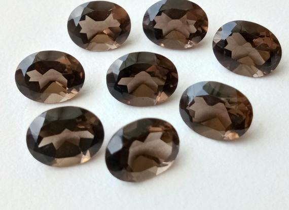 10 Pcs Smoky Quartz Oval Cut Stones, Natural Smoky Quartz Oval Cut Loose Gemstone For Jewelry, Brown Stone (10x12mm To 15x20mm Options)