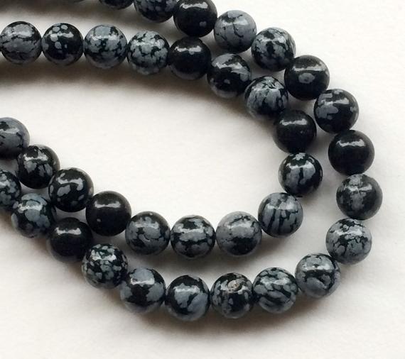 8mm Snowflake Obsidian Plain Round Beads, Natural Snowflake Obsidian Smooth Balls For Jewelry, Snowflake Obsidian Beads (1st To 5st Options)