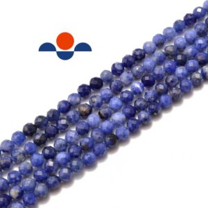 Shop Sodalite Beads! Blue Sodalite Faceted Round Beads 3mm 4mm 5mm 15.5" Strand | Natural genuine beads Sodalite beads for beading and jewelry making.  #jewelry #beads #beadedjewelry #diyjewelry #jewelrymaking #beadstore #beading #affiliate #ad