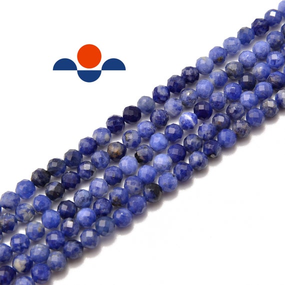 Blue Sodalite Faceted Round Beads 3mm 4mm 5mm 15.5" Strand