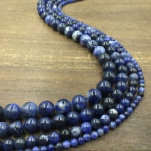 Natural Sodalite Stone Beads Smooth Round Blue Sodalite Loose Gemstone Beads Strand Semiprecious Jewelry Beads 4-12mm Full Strand 15.5" | Natural genuine beads Array beads for beading and jewelry making.  #jewelry #beads #beadedjewelry #diyjewelry #jewelrymaking #beadstore #beading #affiliate #ad