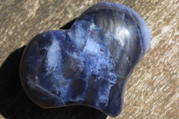Sodalite Puffy Heart Worry, Pocket Healing Stone With Positive Healing Energy!