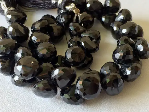 8mm Black Spinel Faceted Onion Beads, Black Spinel Onion Briolettes Beads, Black Spinel Beads For Jewelry (12pcs To 48pcs Options)