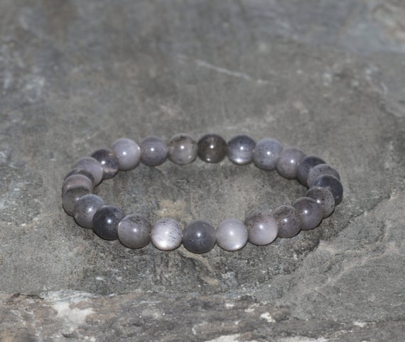 Black Sunstone Beaded Bracelet Handmade 7mm Grey Sunstone Beaded Bracelet Gemstone Bracelet Gift Bracelet Unisex Bracelet Stack Bracelet