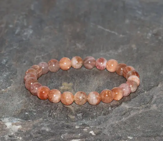 Golden Sunstone Bracelet Handmade 7mm Golden Sunstone Beaded Gemstone Bracelet Dainty Gold Orange Sunstone Bracelet Stack Bracelet Aaa Grade