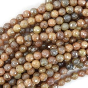 Shop Sunstone Faceted Beads! Mystic Titanium Faceted Sunstone Round Beads 15.5" Strand 6mm 8mm 10mm | Natural genuine faceted Sunstone beads for beading and jewelry making.  #jewelry #beads #beadedjewelry #diyjewelry #jewelrymaking #beadstore #beading #affiliate #ad