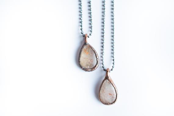 Sunstone Necklace | Faceted Sunstone Necklace | Sunstone Jewelry | Teardrop Crystal Necklace | Sunstone Pendant