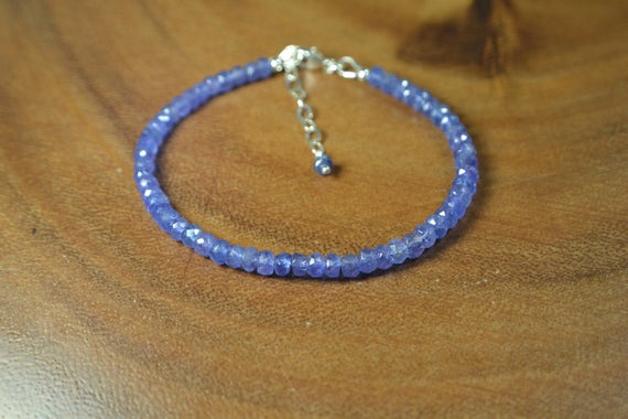 Delicate Tanzanite Bracelet In Sterling Silver // Periwinkle Blue // December Birthstone // 8th, 24th Anniversary // Everyday Tanzanite