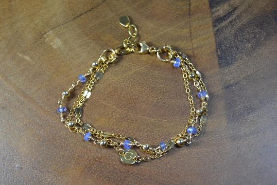 Tanzanite Multi-strand Bracelet // December Birthstone // Gold Fill, Sterling Silver // 24th Anniversary Gift For Her // Layered Bracelet