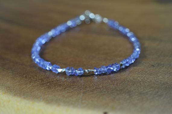 Tanzanite Stacking Bead Bracelet In Silver, 14k Gold // December Birthstone Jewelry // 8th, 24th Anniversary Gift For Her // Bracelet Set