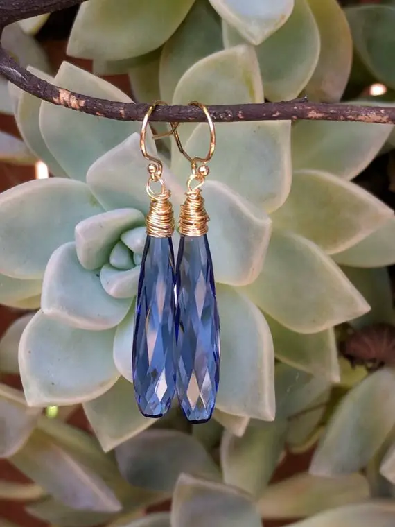 Long Tanzanite Earrings. Tanzanite Earrings. Avail In Gold Filled, Rose Gold, And Sterling Silver