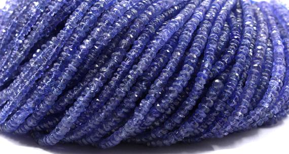 Aaa Quality Natural Blue Tanzanite Gemstone, Faceted Rondelle Tanzanite Beads,size 3.5-4 Mm Tanzanite Beads,16"long Strand Tanzanite Beads