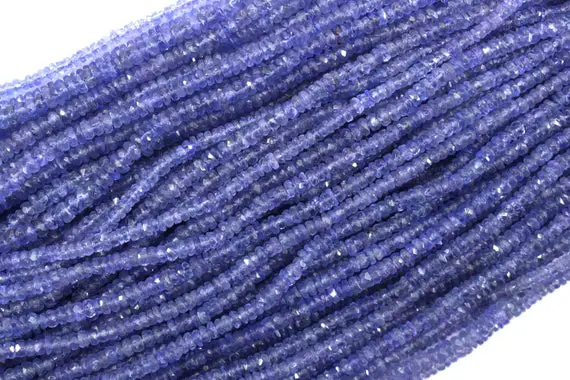 Best Quality  16" Long  Strand Natural Blue Tanzanite Gemstone,micro Faceted Rondelle Beads,size 3-3.5 Mm Faceted Tanzanite Rondelle Beads