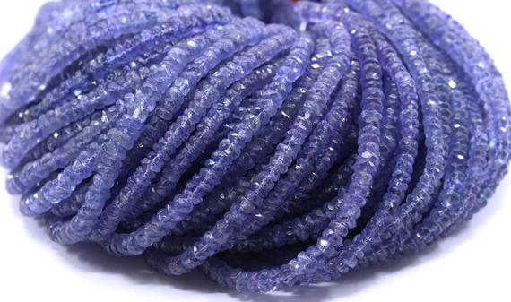 Best Quality 16"long Natural Blue Tanzanite Gemstone, Faceted Rondelle Beads,size 3.5-4 Mm Rondelle Beads,december Birthstone Making Jewelry