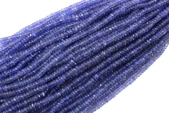 December Birth Gemstone Sale , 16"long Natural Blue Tanzanite Rondelle Faceted Beads, Size 4-5 Mm Gems, Making Jewelry, Wholesale Price