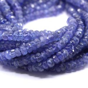 Shop Tanzanite Faceted Beads! Stunning Natural Blue Tanzanite Gemstone, Faceted Rondelle Beads,Size 3.5-4 MM Tanzanite Beads, Making Blue Jewelry ,Wholesale Price | Natural genuine faceted Tanzanite beads for beading and jewelry making.  #jewelry #beads #beadedjewelry #diyjewelry #jewelrymaking #beadstore #beading #affiliate #ad