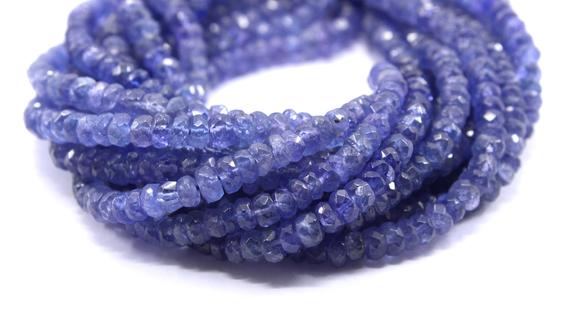 Stunning Natural Blue Tanzanite Gemstone, Faceted Rondelle Beads,size 3.5-4 Mm Tanzanite Beads, Making Blue Jewelry ,wholesale Price