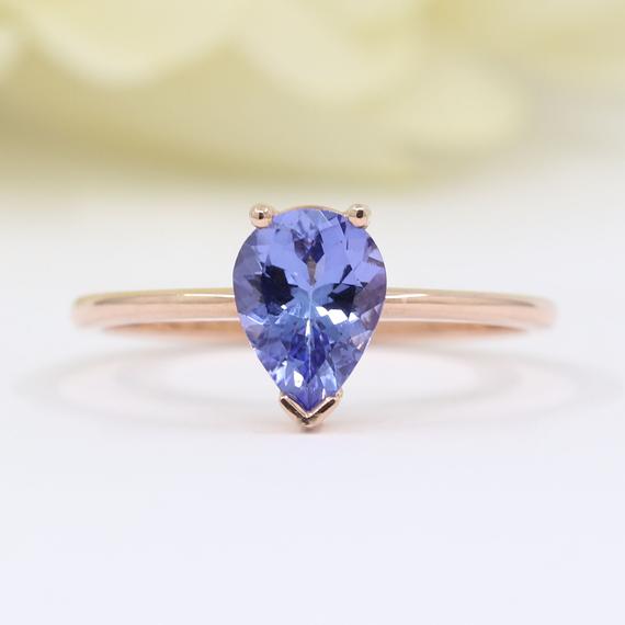 14k 1ct Tanzanite Solitaire Engagement Ring / Tanzanite Wedding Ring / Solitaire Ring / Simple Bridal Ring / White Gold / Anniversary Ring