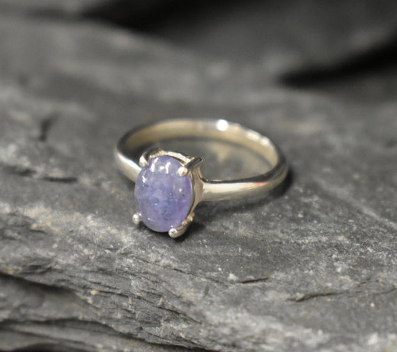 Tanzanite Ring, Tanzanite Engagement Ring, December Birthstone, Solitaire Ring, Blue Ring, Tanzanite Rings, Purple Ring, Solid Silver Ring