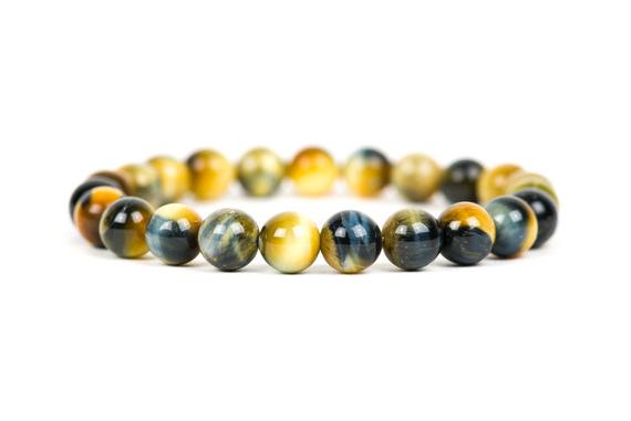 Honey Blue Tigers Eye Bracelet, Stacking Gemstone Healing Bracelet, 8mm Tiger's Eye Natural Gemstone Jewelry