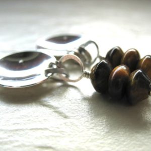 Shop Tiger Eye Earrings! Tigers Eye Gemstone Silver Dome Earrings Jewelry Handmade in USA | Natural genuine Tiger Eye earrings. Buy crystal jewelry, handmade handcrafted artisan jewelry for women.  Unique handmade gift ideas. #jewelry #beadedearrings #beadedjewelry #gift #shopping #handmadejewelry #fashion #style #product #earrings #affiliate #ad