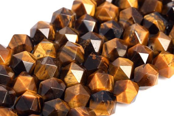 Genuine Natural Yellow Tiger Eye Loose Beads Grade Aa Star Cut Faceted Shape 7-8mm 9-10mm