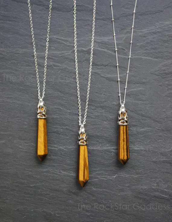 Tigers Eye Necklace, Silver Tigers Eye Necklace, Tigers Eye Pendant, Tigers Eye Gemstone, Stone Of Protection, Tigers Eye Gemstone