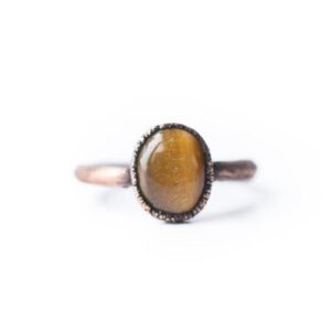 Tiger's eye ring | Simple tiger eye stacking ring | Tiger's eye stacking ring | Electroformed tiger's eye jewelry | Organic stone jewelry | Natural genuine Gemstone rings, simple unique handcrafted gemstone rings. #rings #jewelry #shopping #gift #handmade #fashion #style #affiliate #ad