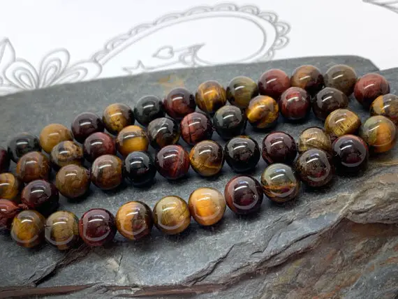 Tigers Eye Round Beads Multi Coloured Tigers Eye Gemstone 8mm