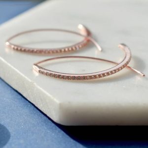 Shop Topaz Earrings! Rose Gold Hoop Earrings-Topaz Earrings-Wishbone Earrings-Rose Gold Drop Earrings-Curved Earrings-Pave Earrings-Party Earrings-Hoops-925 | Natural genuine Topaz earrings. Buy crystal jewelry, handmade handcrafted artisan jewelry for women.  Unique handmade gift ideas. #jewelry #beadedearrings #beadedjewelry #gift #shopping #handmadejewelry #fashion #style #product #earrings #affiliate #ad