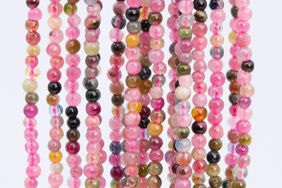 Genuine Natural Multicolor Tourmaline Loose Beads Grade Aa Round Shape 2-3mm