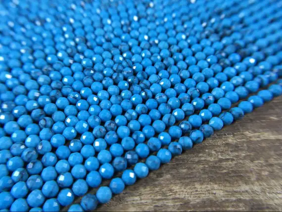 3mm Faceted Turquoise Beads Micro Faceted Round Tiny Small Blue Turquoise Beads Gemstone Beads Supplies Jewelry Beads 15.5" Full Strand
